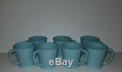 7 Vintage Fire King Blue Delphite D handle Azurite Coffee Mugs Cups Anchor Set