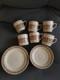70s Vintage Kun-lun Coffee/tea Set Cream&brown 6 Cups 6 Saucers 6 Plates