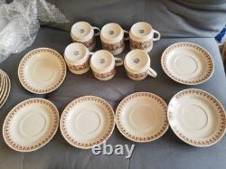 70s vintage Kun-Lun coffee/tea set cream&brown 6 cups 6 saucers 6 plates