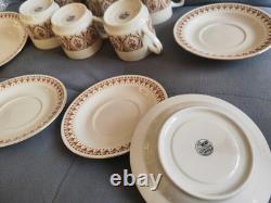 70s vintage Kun-Lun coffee/tea set cream&brown 6 cups 6 saucers 6 plates