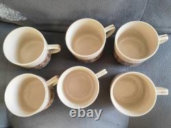 70s vintage Kun-Lun coffee/tea set cream&brown 6 cups 6 saucers 6 plates