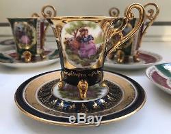 8 Cup 12 Saucer Set Rare Vintage Bavaria Porcelain Coffee Mocca Espresso