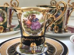 8 Cup 12 Saucer Set Rare Vintage Bavaria Porcelain Coffee Mocca Espresso