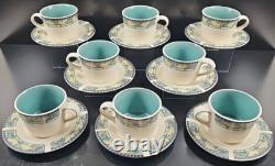 8 Pfaltzgraff Forest Cups Saucers Set Vintage Floral Green Coffee Tea Dishes Lot