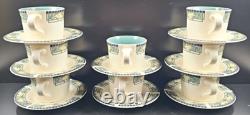 8 Pfaltzgraff Forest Cups Saucers Set Vintage Floral Green Coffee Tea Dishes Lot