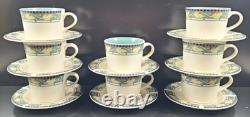 8 Pfaltzgraff Forest Cups Saucers Set Vintage Floral Green Coffee Tea Dishes Lot