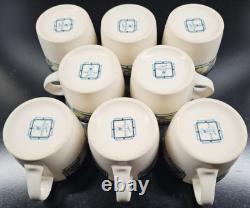 8 Pfaltzgraff Forest Cups Saucers Set Vintage Floral Green Coffee Tea Dishes Lot