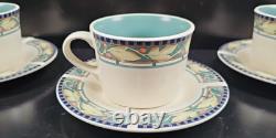 8 Pfaltzgraff Forest Cups Saucers Set Vintage Floral Green Coffee Tea Dishes Lot