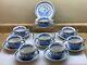 8 Sets Coffee / Tea Cups & Saucers Vtg Masons Blue Quail Transferware