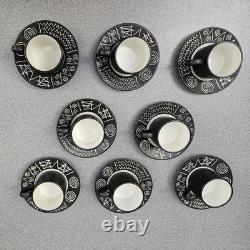 8 x Unused Vintage Scraffito by Habitat Japan Espresso Coffee Cup & Saucer Sets
