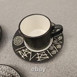 8 x Unused Vintage Scraffito by Habitat Japan Espresso Coffee Cup & Saucer Sets