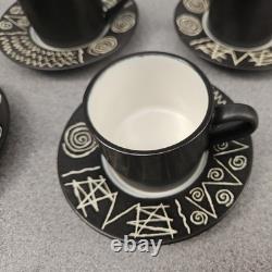 8 x Unused Vintage Scraffito by Habitat Japan Espresso Coffee Cup & Saucer Sets