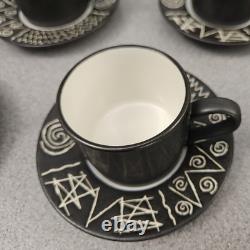 8 x Unused Vintage Scraffito by Habitat Japan Espresso Coffee Cup & Saucer Sets