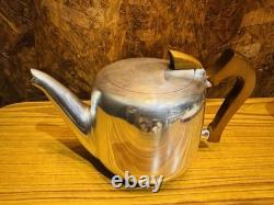A Vintage Five-Piece Picquot Ware Tea & Coffee Set Wooden Handles 1950's