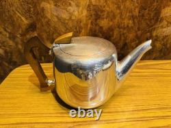 A Vintage Five-Piece Picquot Ware Tea & Coffee Set Wooden Handles 1950's