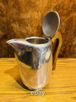 A Vintage Five-Piece Picquot Ware Tea & Coffee Set Wooden Handles 1950's