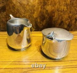A Vintage Five-Piece Picquot Ware Tea & Coffee Set Wooden Handles 1950's