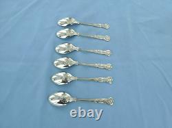 A vintage set of six sterling silver Kings pattern coffee spoons. Sheffield 1987