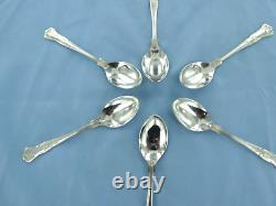 A vintage set of six sterling silver Kings pattern coffee spoons. Sheffield 1987