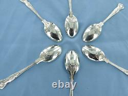 A vintage set of six sterling silver Kings pattern coffee spoons. Sheffield 1987