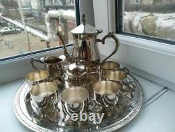 Amazing Vintage Coffee Set 1960s Silver Plated Melchior 6 person