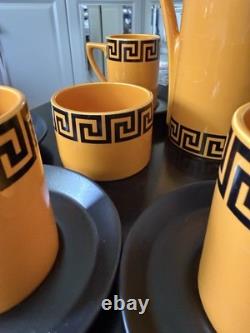Amazing Vintage Portmeirion Susan Williams Ellis Greek Key Orange Coffee Set VGC