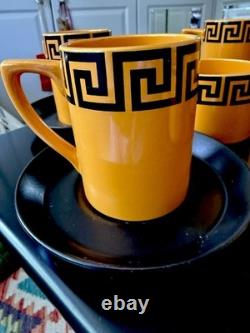 Amazing Vintage Portmeirion Susan Williams Ellis Greek Key Orange Coffee Set VGC