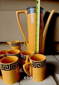 Amazing Vintage Portmeirion Susan Williams Ellis Greek Key Orange Coffee Set VGC