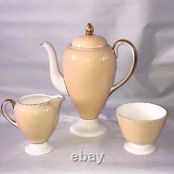 Antique 1939 Wedgwood April Beaded Coffee Set / butterscotch China / Vintage