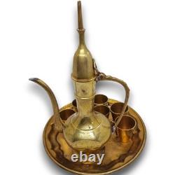 Antique Arabic Coffee and Tea pot and Cups Set, Vintage Middle Eastern Coffee Set Antique Arabic Coffee and Tea pot and Cups Set, Vintage Middle Eastern Coffee Set