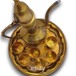Antique Arabic Coffee and Tea pot and Cups Set, Vintage Middle Eastern Coffee Set