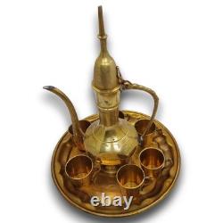 Antique Arabic Coffee and Tea pot and Cups Set, Vintage Middle Eastern Coffee Set