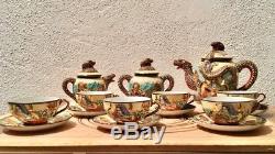 Antique Coffee Set / Antiguo juego de café en porcelana Satsuma. VINTAGE