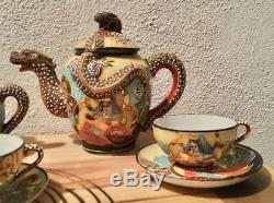 Antique Coffee Set / Antiguo juego de café en porcelana Satsuma. VINTAGE