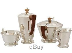 Antique George VI Sterling Silver Four Piece Tea and Coffee Set Art Deco Style