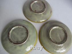 Antique Montiel Pottery Sm Coffee Espresso Cups and Saucers Set Vintage Majolica