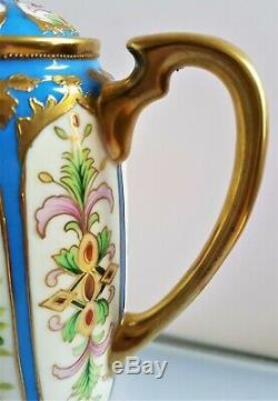 Antique Noritake H/ Painted Gold Moriage Vintage Tea / Coffee Set Cups & Saucers
