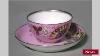 Antique Pair Of Russian Pink Ground Porcelain Tea Cups