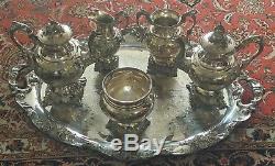 Antique Tea Pot Tray Coffee Service Vintage Silver Plated Set