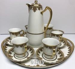Antique VTG Haviland Limoges Chocolate / Coffee Pot, Tray, Cups & 6 Saucers Set