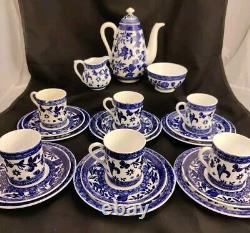 Antique/Vintage Coalport Belfort Rare Coffee Pot & Set 21 Piece Blue And White