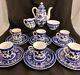 Antique/vintage Coalport Belfort Rare Coffee Pot & Set 21 Piece Blue And White