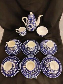 Antique/Vintage Coalport Belfort Rare Coffee Pot & Set 21 Piece Blue And White