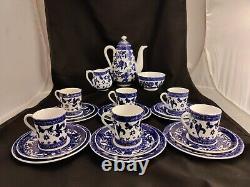 Antique/Vintage Coalport Belfort Rare Coffee Pot & Set 21 Piece Blue And White