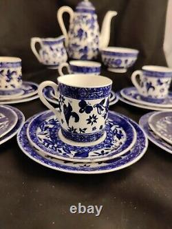 Antique/Vintage Coalport Belfort Rare Coffee Pot & Set 21 Piece Blue And White