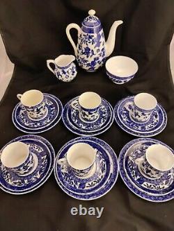 Antique/Vintage Coalport Belfort Rare Coffee Pot & Set 21 Piece Blue And White