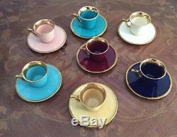 Antique Vintage French Faience Expresso/Coffee sets Gold Trim Great Colors