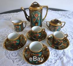Antique / Vintage Noritake Porcelain Coffee Set with 4 Coffee Cans Cups 11 pcs