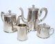 Antique Vintage Tin Pewter Coffee & Tea Service Set 4 Pieces All Original! Rare