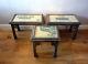 Antique Vintage Mid 20thc Chinese Painted Coffee Side Tables Set Of Three Glass